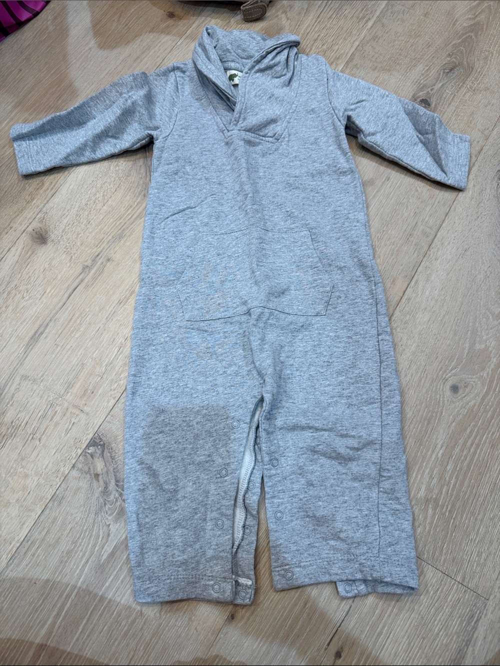 Baby Hooded One-Piece Romper in Heather Gray
